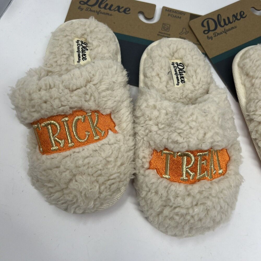 Dearfoams Memory Foam Slippers Size 11/12 Slip Resistant Novelty Halloween Fuzzy